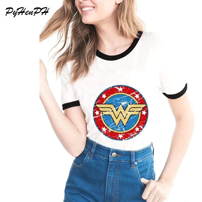 C5 Newe Wonder Woman Футболка с принтом женские летние Забавные футболки Супермена модные крутые женские футболки с короткими рукавами - Цвет: C5
