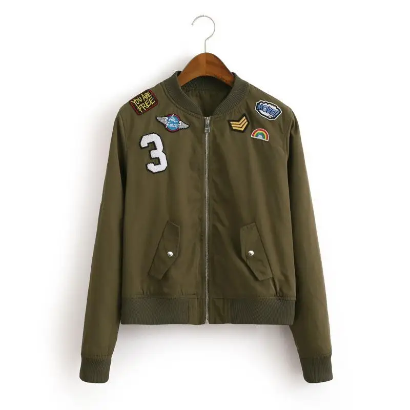 Женская куртка бомбер зеленого цвета базовое пальто Женское повседневный летный