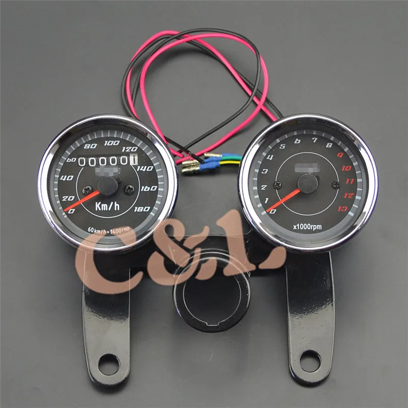 Тахометр для мотоцикла с черной поверхностью + спидометр 0 кронштейном