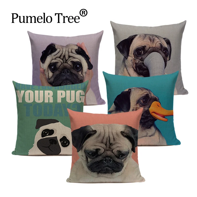 Животные Подушка с Мопсом чехол Textil Мода Собака Пледы Подушки 45X4 5 см