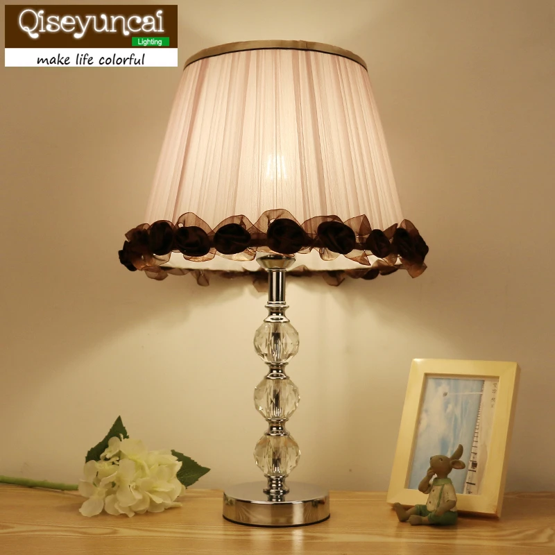 Европейская Хрустальная настольная лампа прикроватная для спальни креативное