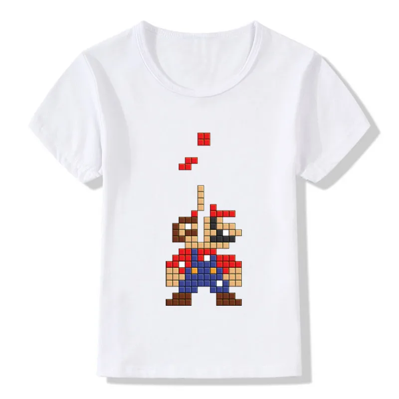 2019 Детские Забавные футболки с надписью Super Mario детские летние топы для девочек и