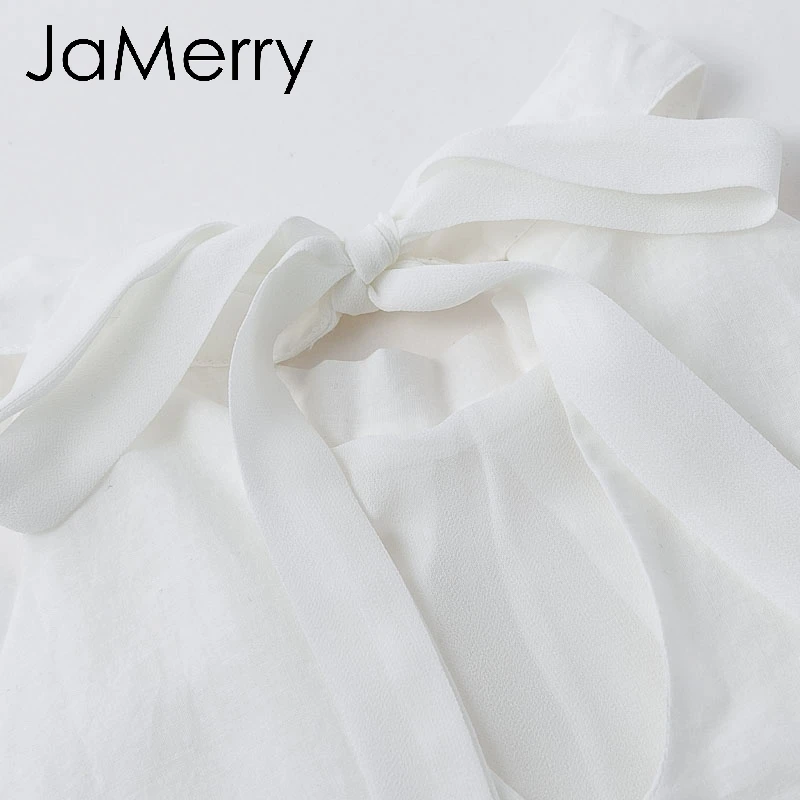 JaMerry/Винтажные Женские топы с воротником-стойкой повседневные уличные летние