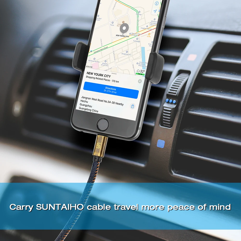 Suntaiho Ретро кабель usb зарядка для айфона для iPhone cable XS MAX X XR 7 Plus 8 Plus деним 2.4A быстрое зарядное устройство для Lightning Кабель для iPhone X 6S iPad mini зарядка для телефона