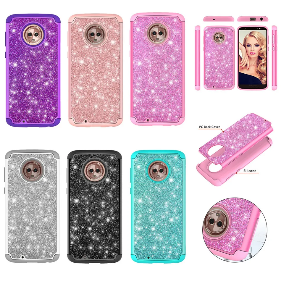 Diamond Case for Motorola Moto G6 Hybrid Silicone+PC Anti break Crystal Glitter Bling Diamonds shockproof mobile phone case |