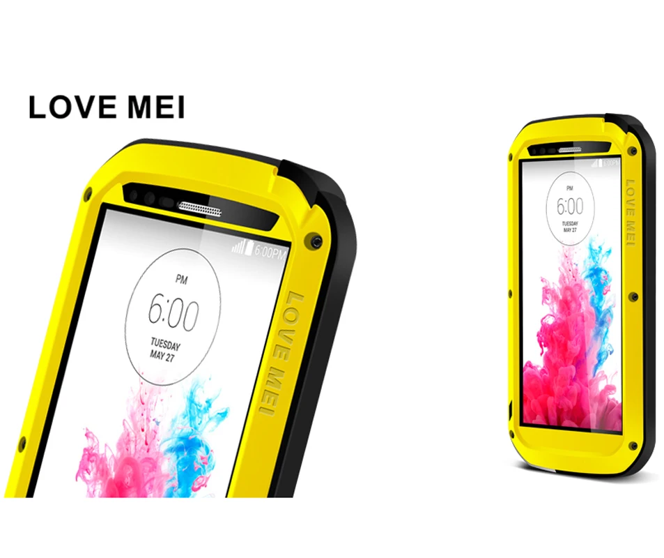 LOVE MEI Extreme Metal Aluminum Dirt Waterproof Powerful Case For LG G3 G5 G6 V10 V20 V30/LG G7/LG Class/H740 + Gorilla Glass |