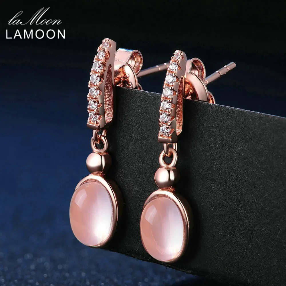 Женские серьги LAMOON LMEI006 розовое золото 925 пробы кварц Серьги с драгоценными