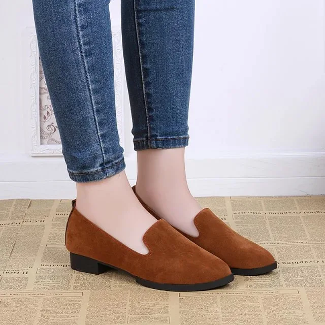 Женские Фланелевые лоферы на низком квадратном каблуке для отдыха Zapatos De Mujer лето