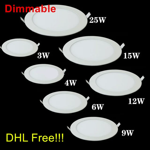

40pcs/lot Dimmable Ultra thin 9W LED Ceiling Recessed Grid Downlight / Slim Round Panel Light