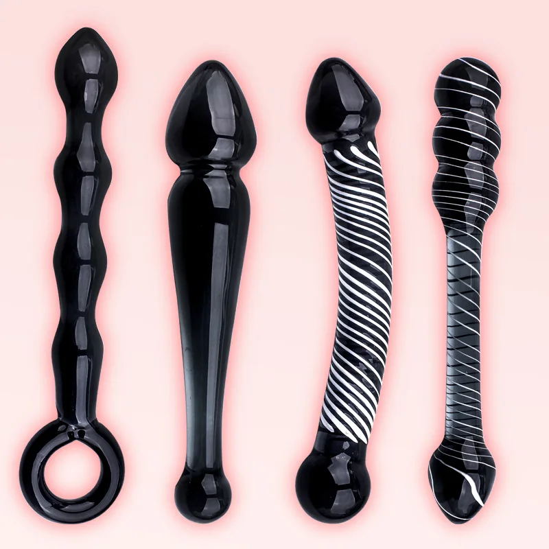 4 Style Black Long Glass Anal Plug Balls Buttplug Double Beads Toys Dildo Adult Ass Dilator Set | Красота и здоровье