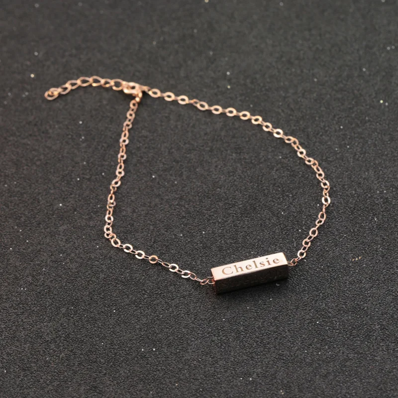 Оптовая продажа розовое золото 3D бар браслеты серебро 925 штампованные