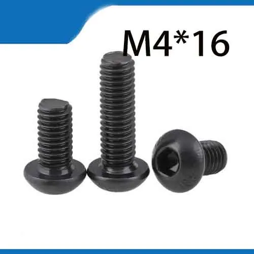 100 шт. M4x16 мм M4* 16 мм юаней чашка полукруглой головкой черный оценка 10,9 углерода сталь с шестигранной головкой Кепки винт