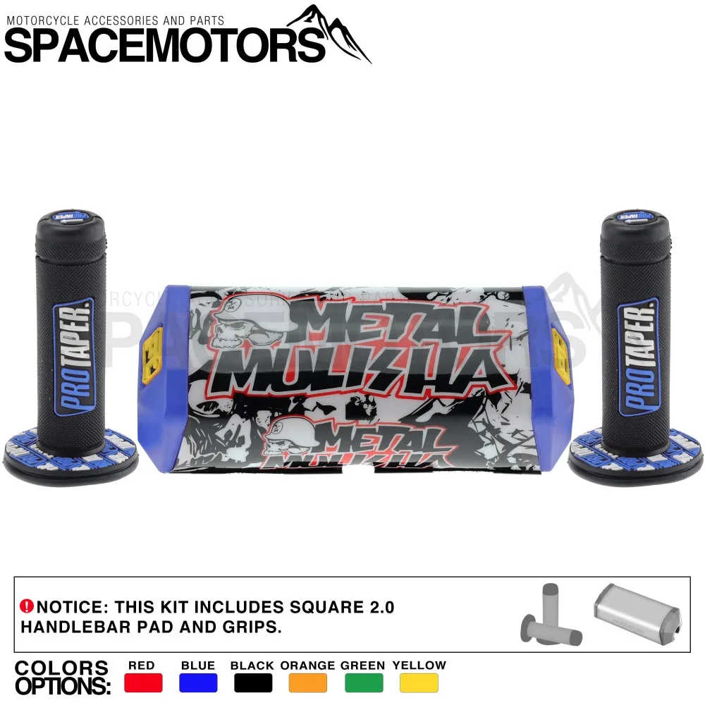 ProTaper металлический Mulisha fat руль 1-1/" 28 мм с захватами и квадратной 2,0 накладкой для мотоцикла MX Мотокросс Dirt Pit Bike питбайк