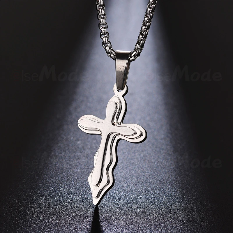ELSEMODE крошечное многослойное ожерелье с крестом Иисуса из титановой нержавеющей