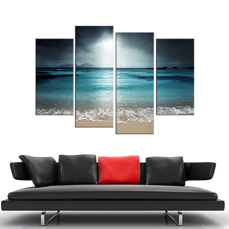 4 панели Настенная картина для гостиной искусство вид на море холст живопись