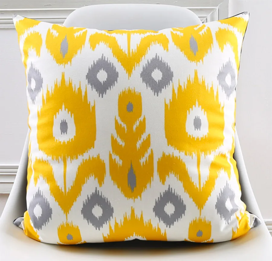 Бесплатная доставка! Желто серая квадратная подушка с геометрическим