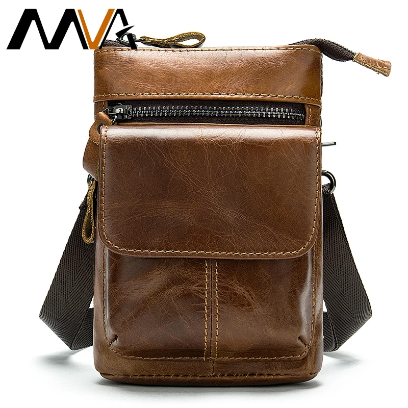 Поясная Сумка MVA Messanger кожаная мужская сумка с ремешком для телефона маленькие