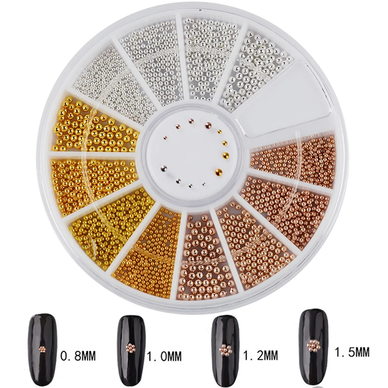 Смешанные 4 размера украшения для нейл арта крошечные стальные икры из бисера 3D