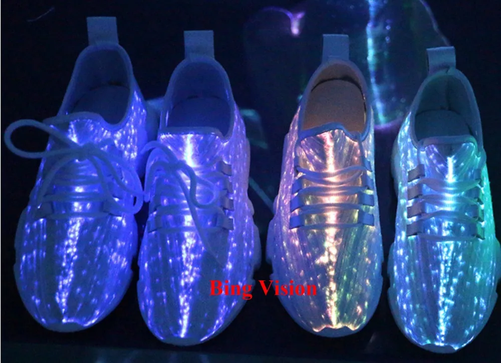 Профессиональная rgb волоконно-оптическая обувь, светящаяся обувь для танцев и бега для сценического освещения со светодиодной подсветкой
