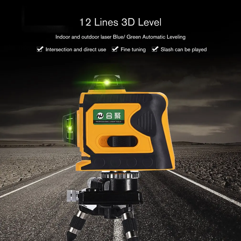 12Lines 3D Laser Level Range Finder Self-Leveling 360 Horizontal And Vertical Cross Super Powerful Green Beam Line | Инструменты
