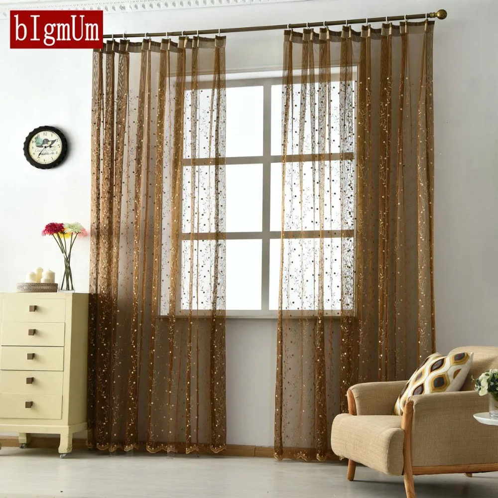 

1Pcs Embroidered Tulle Curtains for Living Room Bedroom Sheer Voile Kitchen Curtain Organza Gauze Curtains Home Decor Blinds