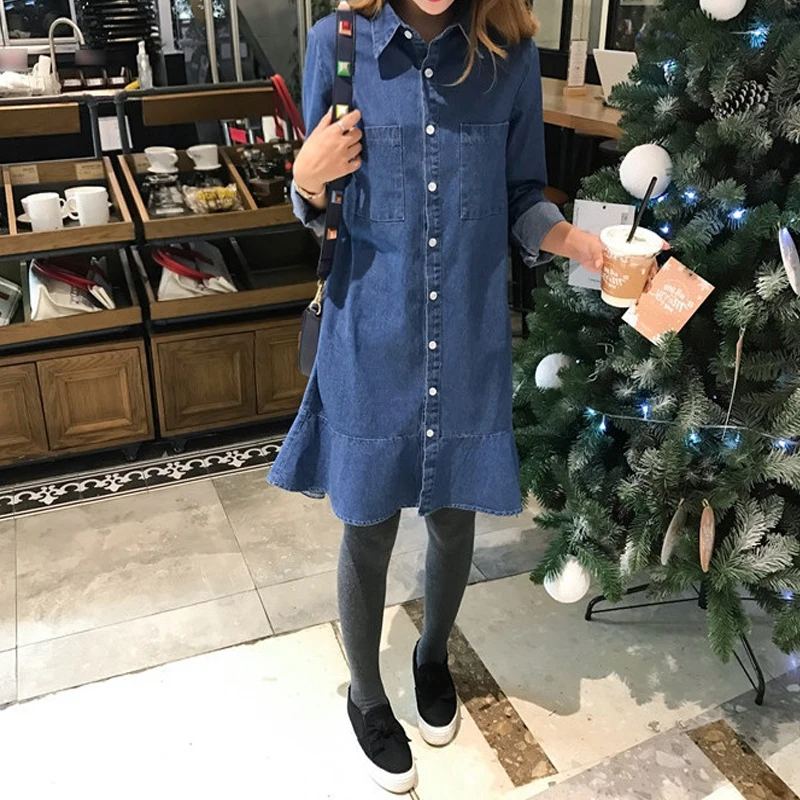 2022 spring and autumn new ladies fashion large size denim dress | Женская одежда