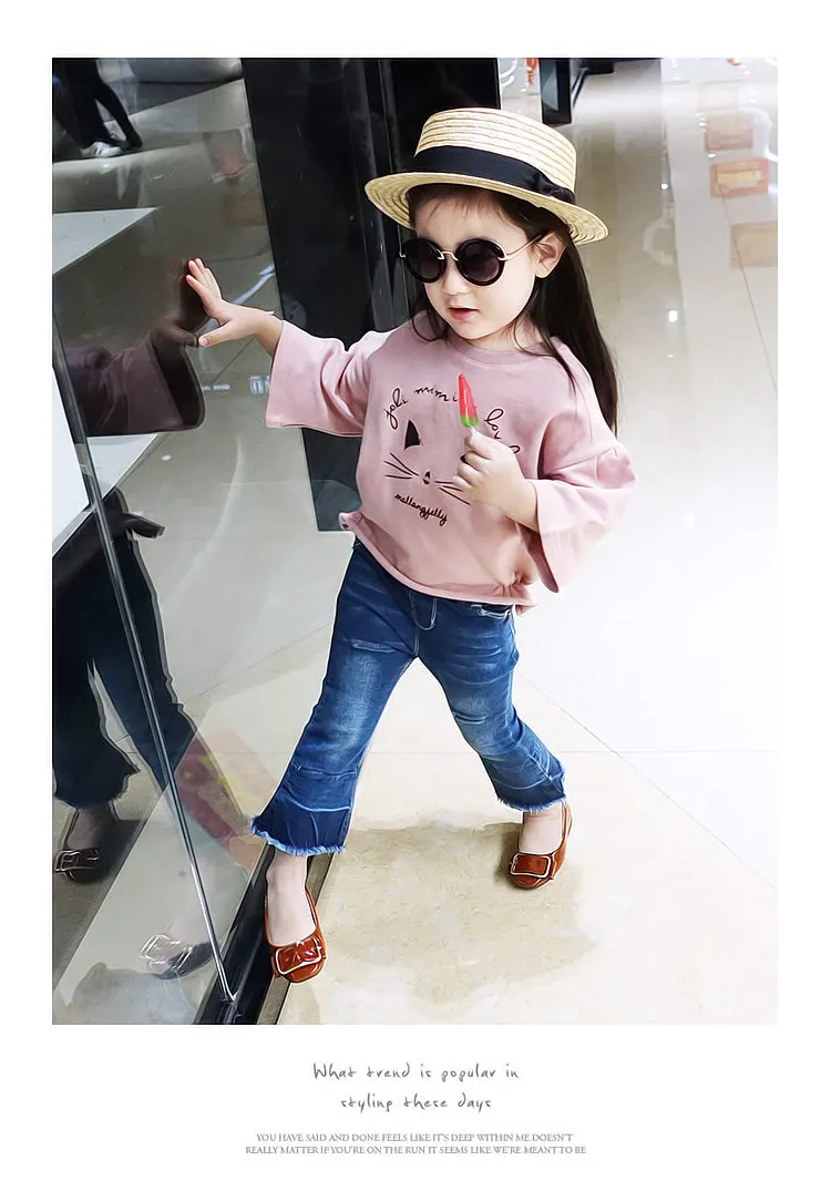 Весенние детские повседневные штаны с манжетами для девочек Детские эластичные