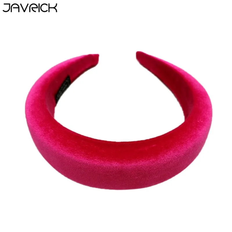 Rose Red JAVRICK женская мягкая широкая губчатая повязка на голову блестящая бархатная Сладкая конфетная расцветка обруч для волос винтажные вечерние утолщенные Эластичные Головные уборы - Цвет: Rose Red