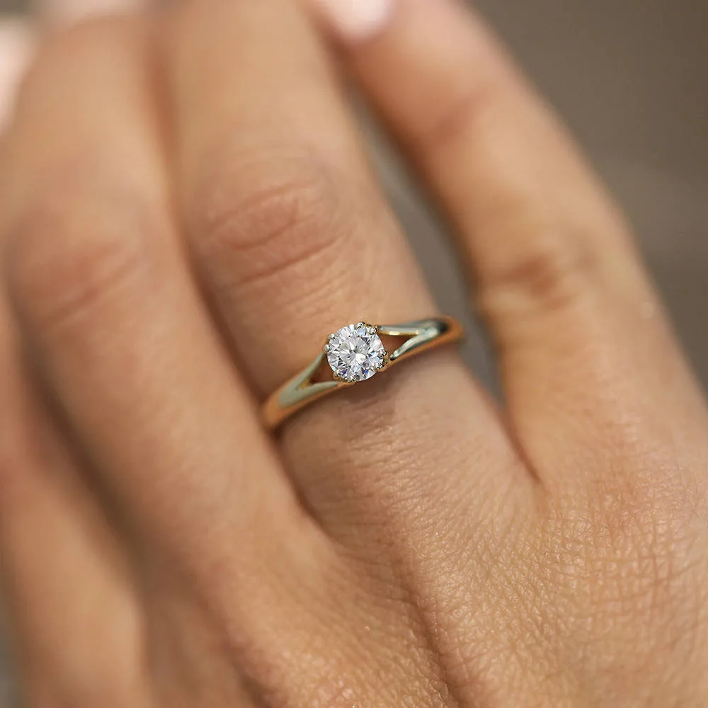 0.4ct 4 5 мм круглый разрезанный Муассанит кольцо 14 K массивная желтая золотая