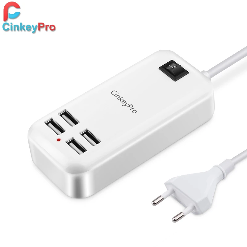 Cinkeypro ЕС Plug 4 порта несколько зарядное устройство USB 15 Вт 3A Smart адаптер мобильного
