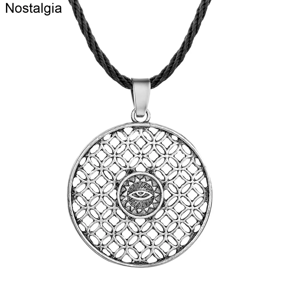 

Nostalgia Wicca Flower Of Life Egypt Sacred Geometry Evil Eye Pendant Necklace Egyptian Jewelry Amulet