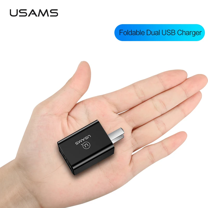 USAMS США складной двойной USB зарядное устройство для samsung Смарт Быстрая зарядка 5 В