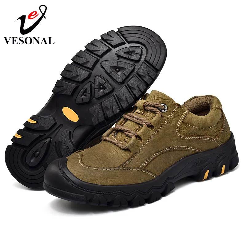 VESONAL 2018 New Casual Work Male Shoes For Men Footwear Adult Genuine Leather Classic Cargo High Quality Safety Sneakers 8195 | Обувь