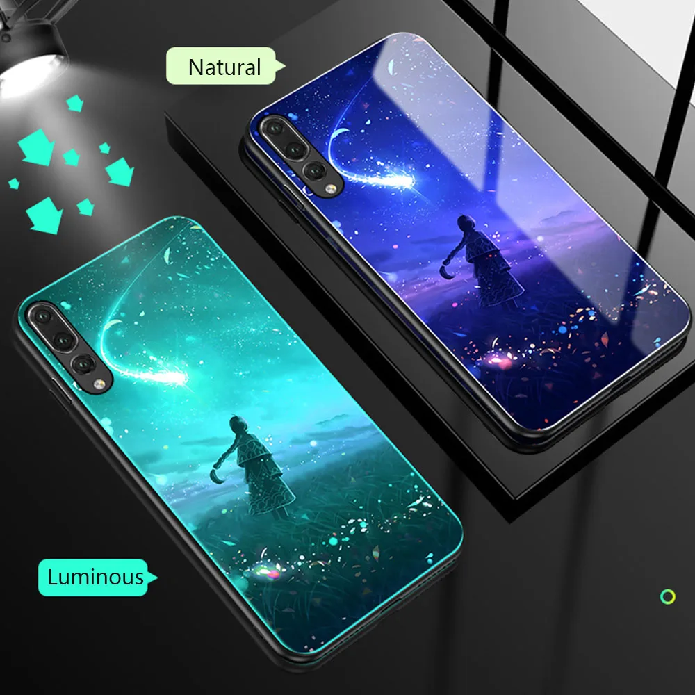 Luminous Phone Cover For Huawei Honor Play 7X 8 8X Max 9 10 Lite P20 P30 Mate 20 Pro P10 Nova 3 Tempered Glass Cases | Мобильные