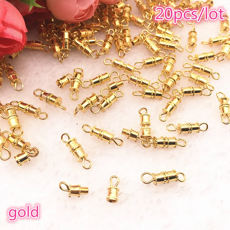

NEW 20pcs/lot Copper Screw Thread Buckle Clasps Cylinder Metal Tone DIY Necklace Bracelet Connectors Jewelry Supplies Finding