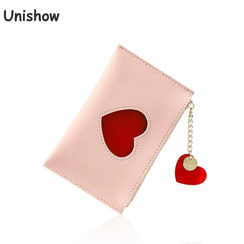 Unishow Sweety Сердце женский держатель для карт корейский стиль женский кошелек для монет сумка милый кошелек на молнии Женский кошелек из искусственной кожи сменный карман для монет