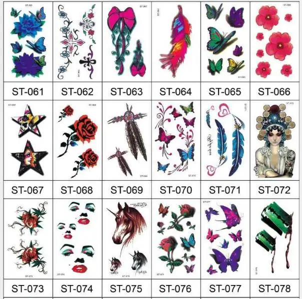 Оптовая продажа 600 видов мультяшной пасты цветы буквы тату классическая черная