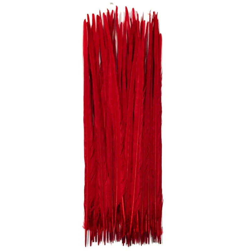 100 штук/красивые перья фазана 20-22 дюйма/50-55 см DIY Красный Цвет Окрашенные фестиваль костюм/украшения для головных уборов