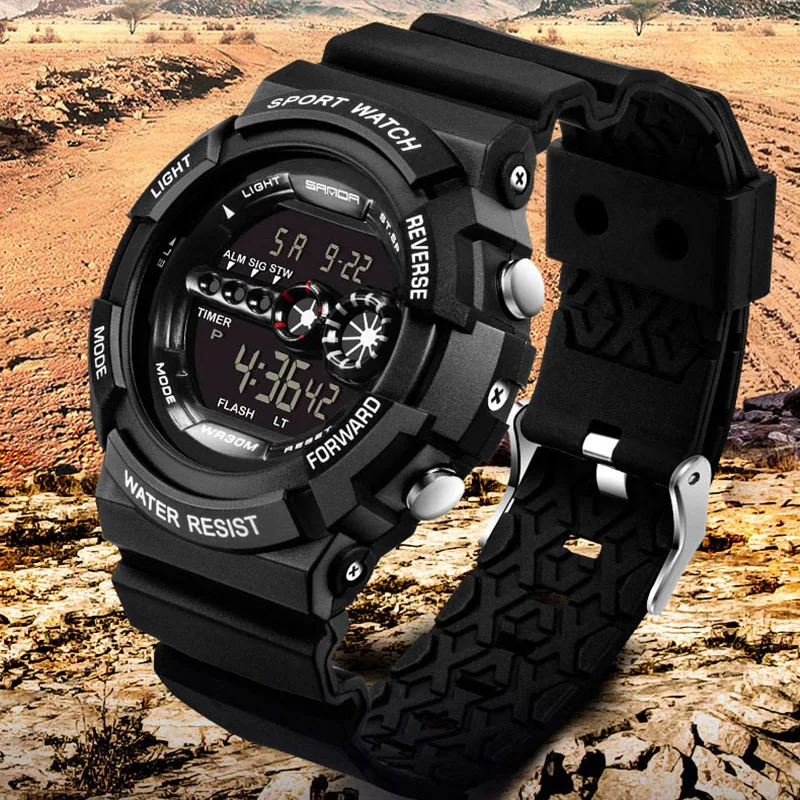 

SANDA 320 Men Waterproof Sport Watch Digital Watches Top Brand Luxury Erkek Kol Saati Fashion Alarm Clock Relogio Masculino