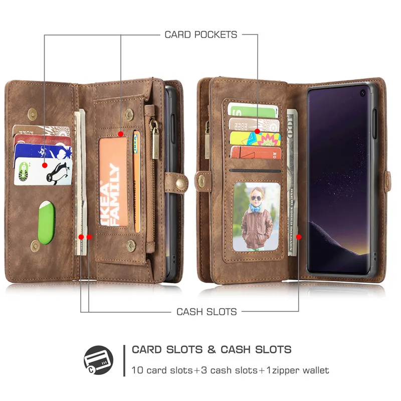 Чехол-кошелек в стиле ретро для Samsung Galaxy S10 Plus/S10e чехол-книжка из натуральной кожи