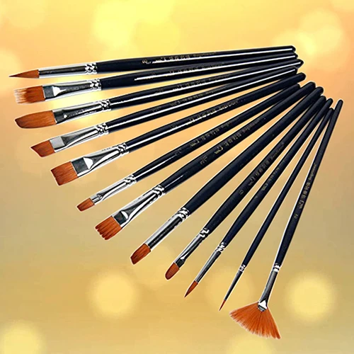 12 шт. черный профессиональный нейлоновый набор кистей для волос художника