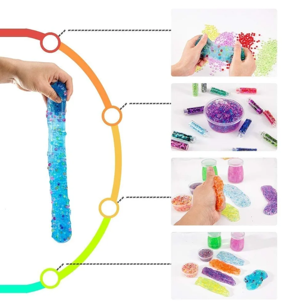 New 72 Pack Making Kits Supplies for Slime Including Foam Balls Fishbowl Beads Net Glitter Jars Pearls Sugar Paper Spoon | Игрушки и