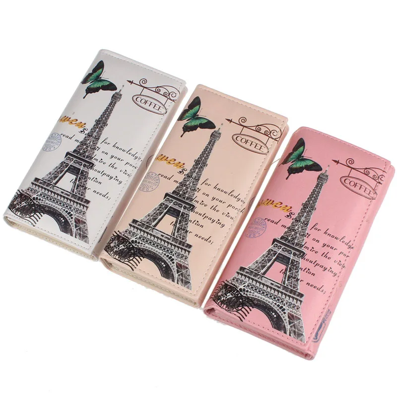 Модные стильные женские кошельки узор бабочки башни Женский Длинный кошелек