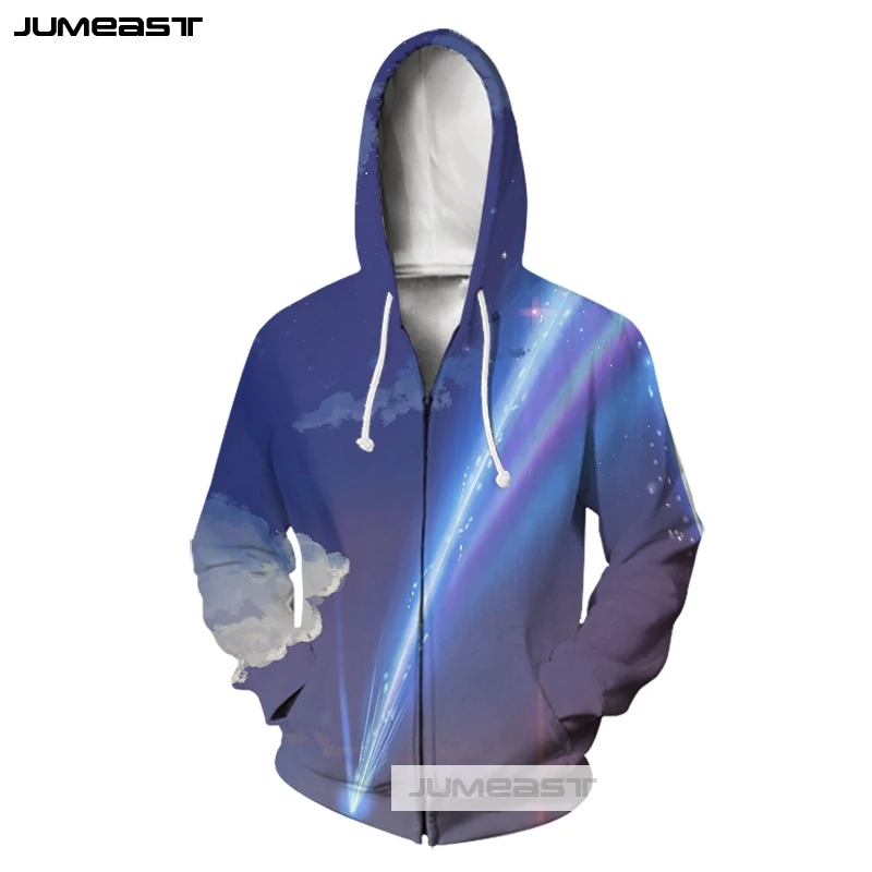 Бренд Jumeast 3D принт японское аниме ваше имя Мужская/Женская толстовка на молнии