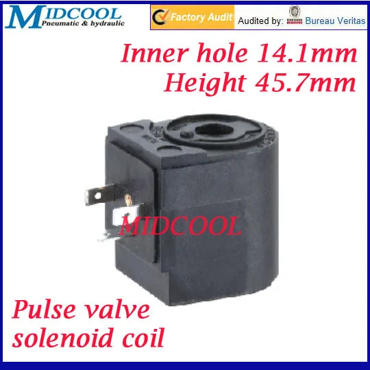 

pulse valve solenoid coil 24v DC connector plug DIN43650A inner hole diameter 14mm high 45.7mm