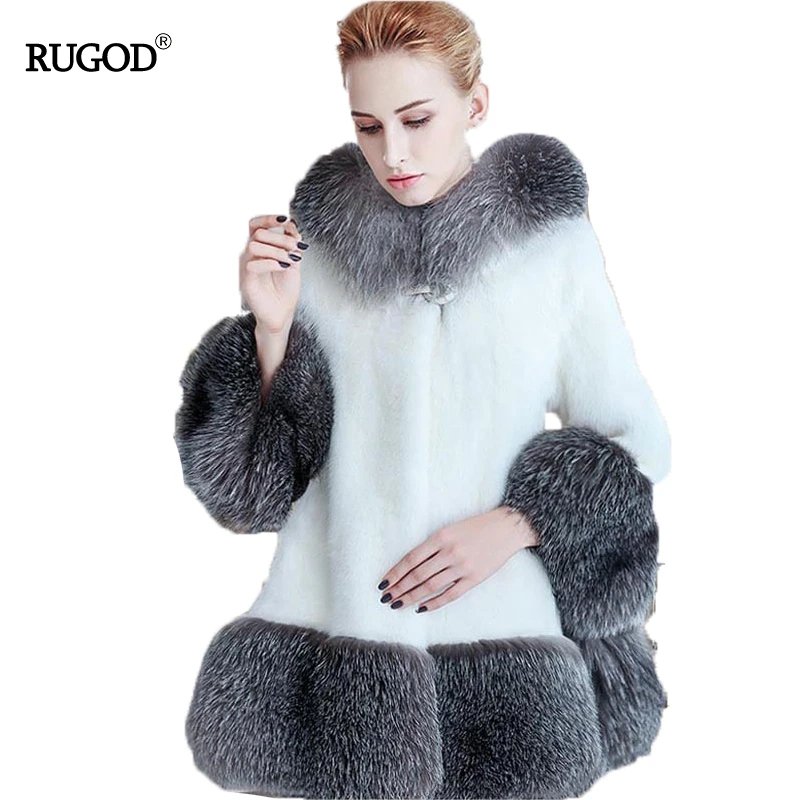 RUGOD 2018 Модное теплое плотное зимнее меховое пальто женское повседневное