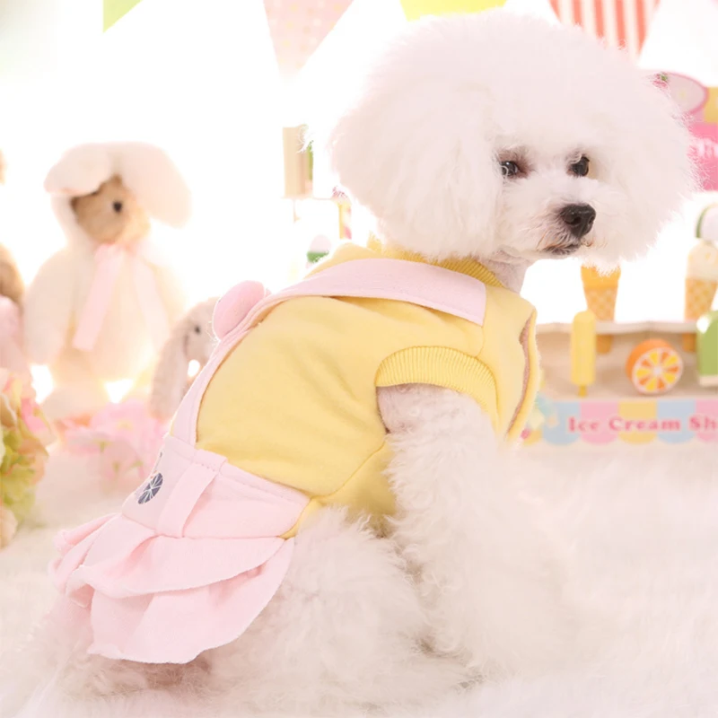 Новое поступление ремень двойной толстый хлопок юбка осень и зима pet костюмы комбинезоны для девочек товары собак удобн