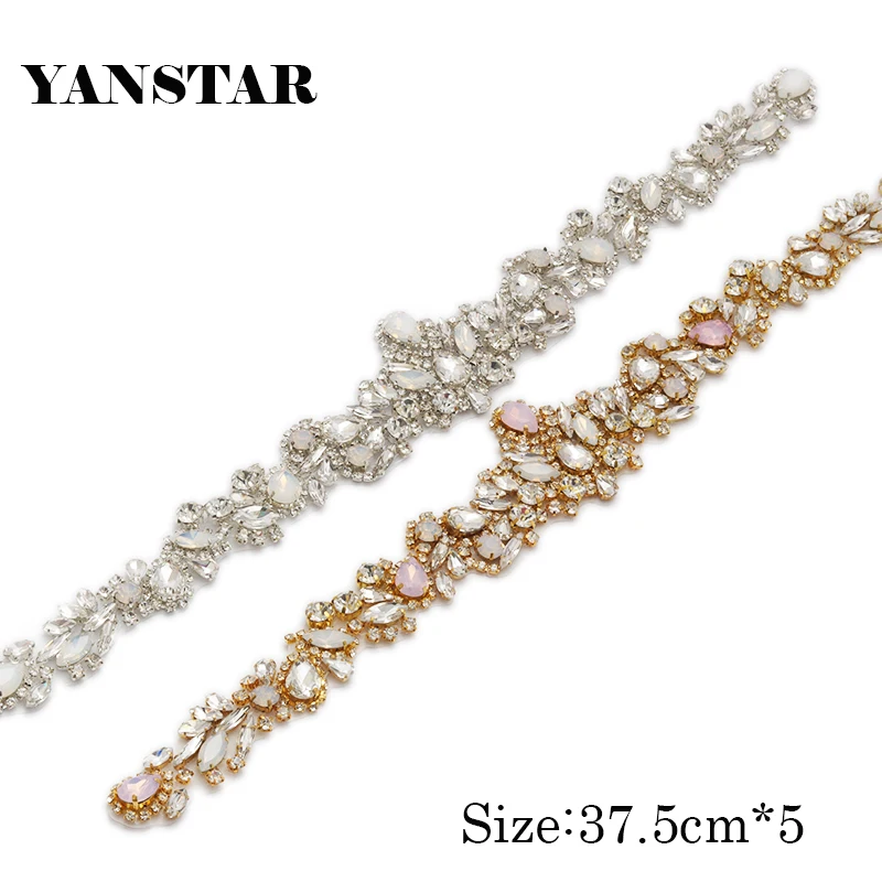 YANSTAR(30 шт.) торговля розовый золотой бисер Кристалл Аппликации со стразами аксессуары для ремешок для свадебного платья Железный свадебный пояс YS917