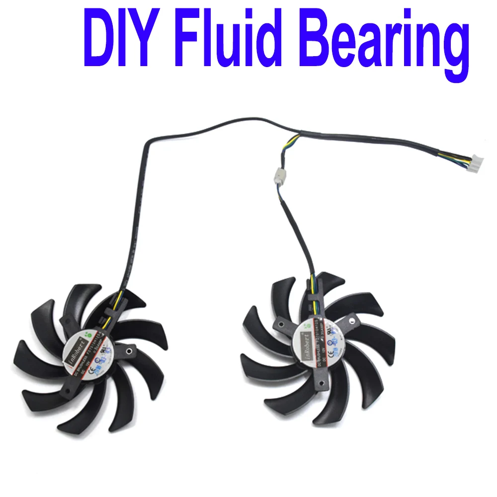DIY-Fluid Bearing 4-контактный Вентилятор охлаждения T129215SU 0.50A для замены видеокарты Gigabyte GeForce RX 570 580 GTX 1060 RX 480 - Цвет лезвия: DIY-Fluid Bearing
