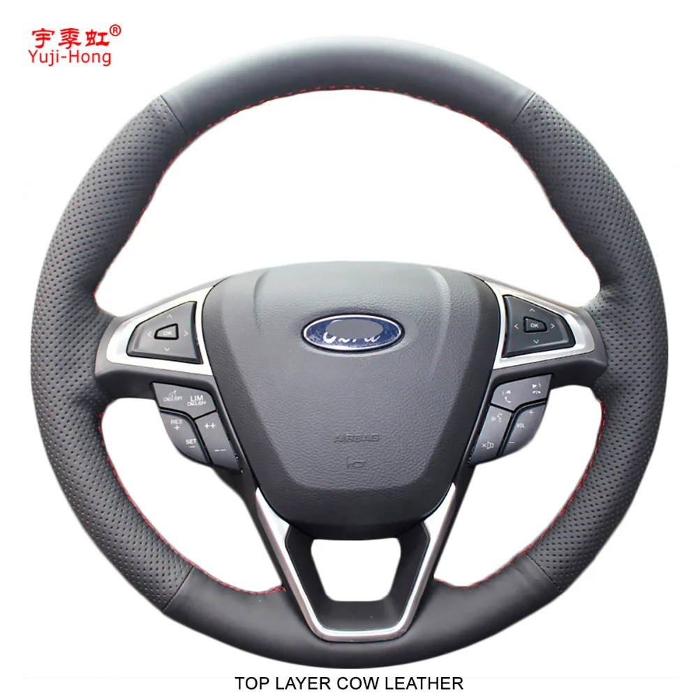Чехлы рулевого колеса автомобиля Yuji Hong из воловьей кожи для Ford Mondeo 2013 Edge 2014